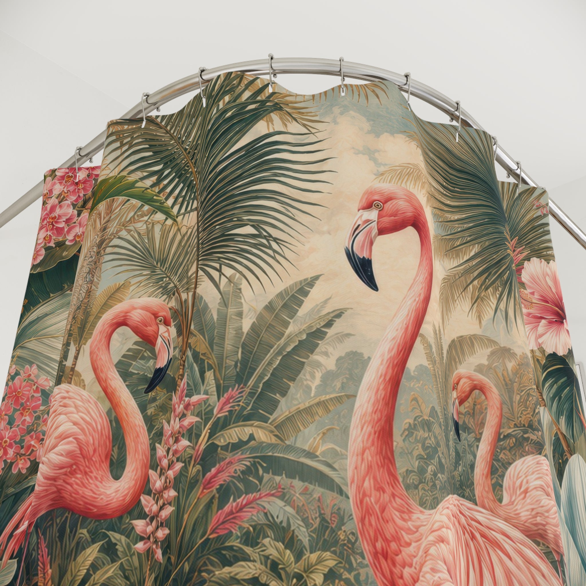 Flamingo Tropical Lagoon Shower Curtain
