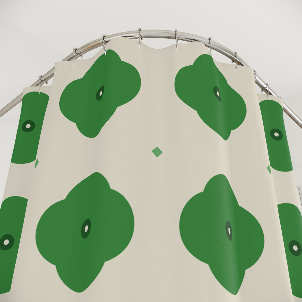Kelly Green Shower Curtain: Moroccan Quatrefoil