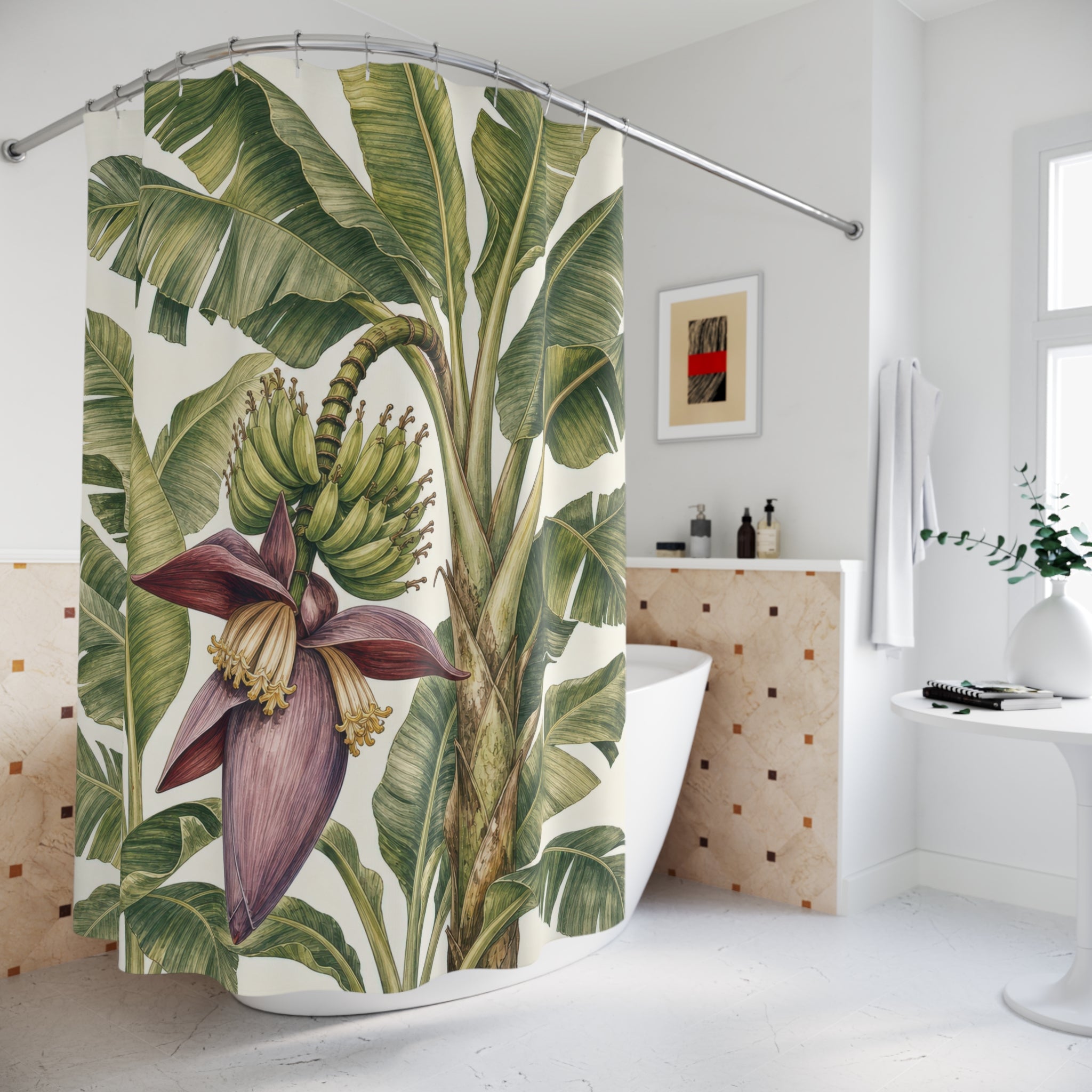 Tropical Botanical Plant Shower Curtain