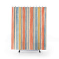 Coral Blue Orange Stripe Shower Curtain