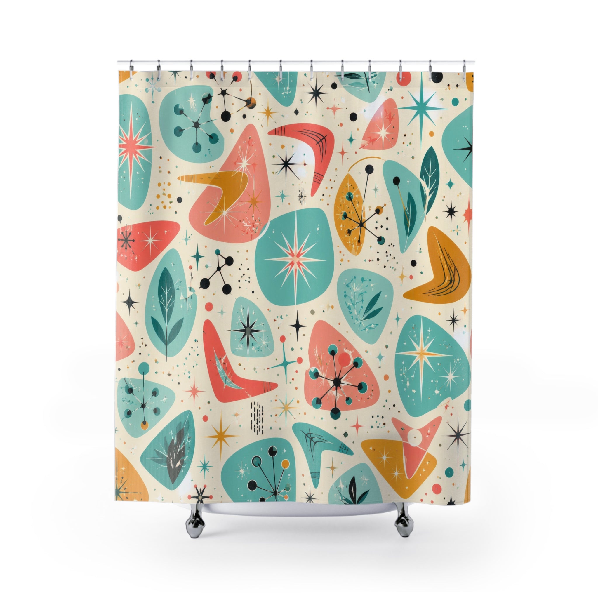 Retro Shower Curtain: Atomic Starburst