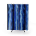 Navy Cobalt Ripple Stripe Shower Curtain