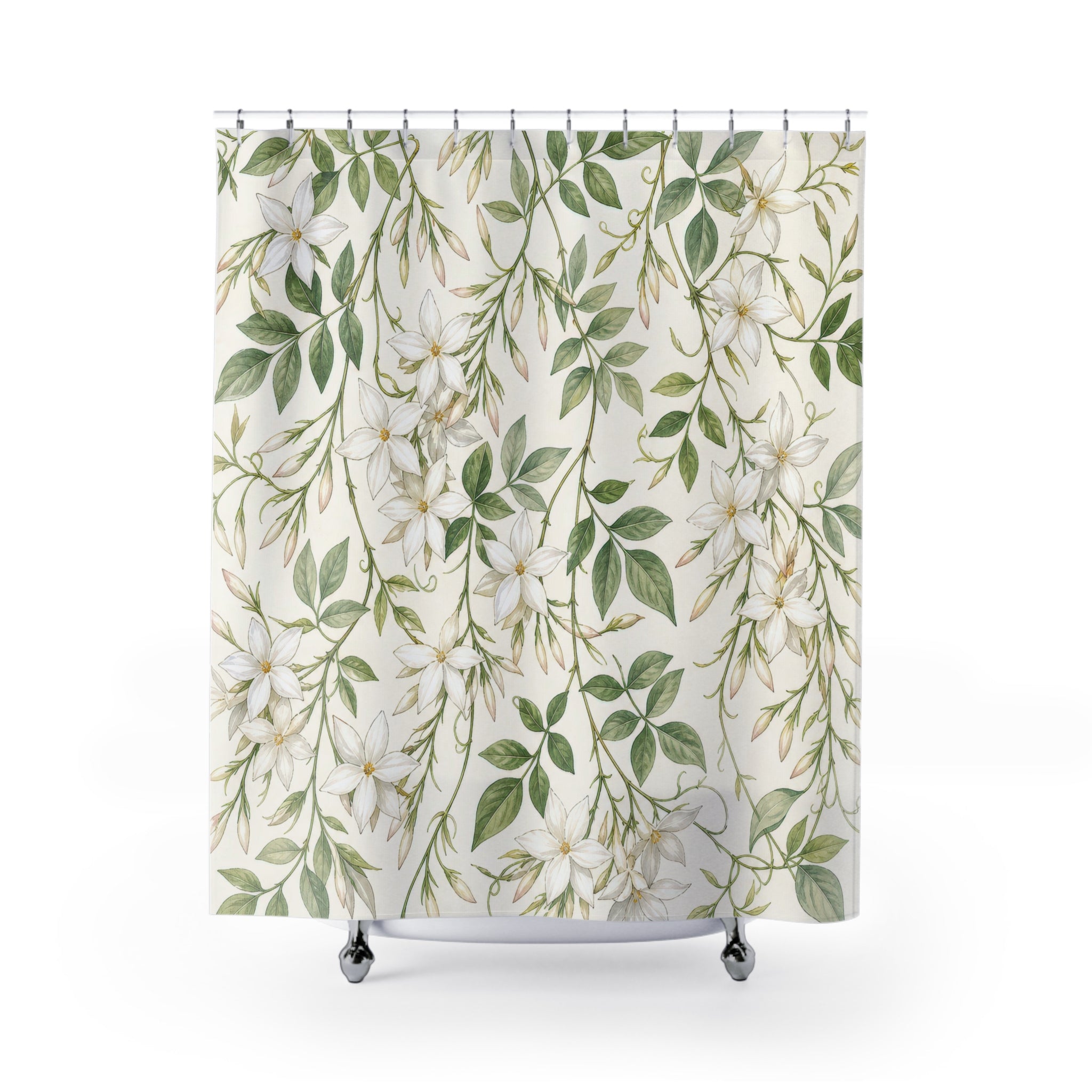 White Jasmine Flower Vine Shower Curtain