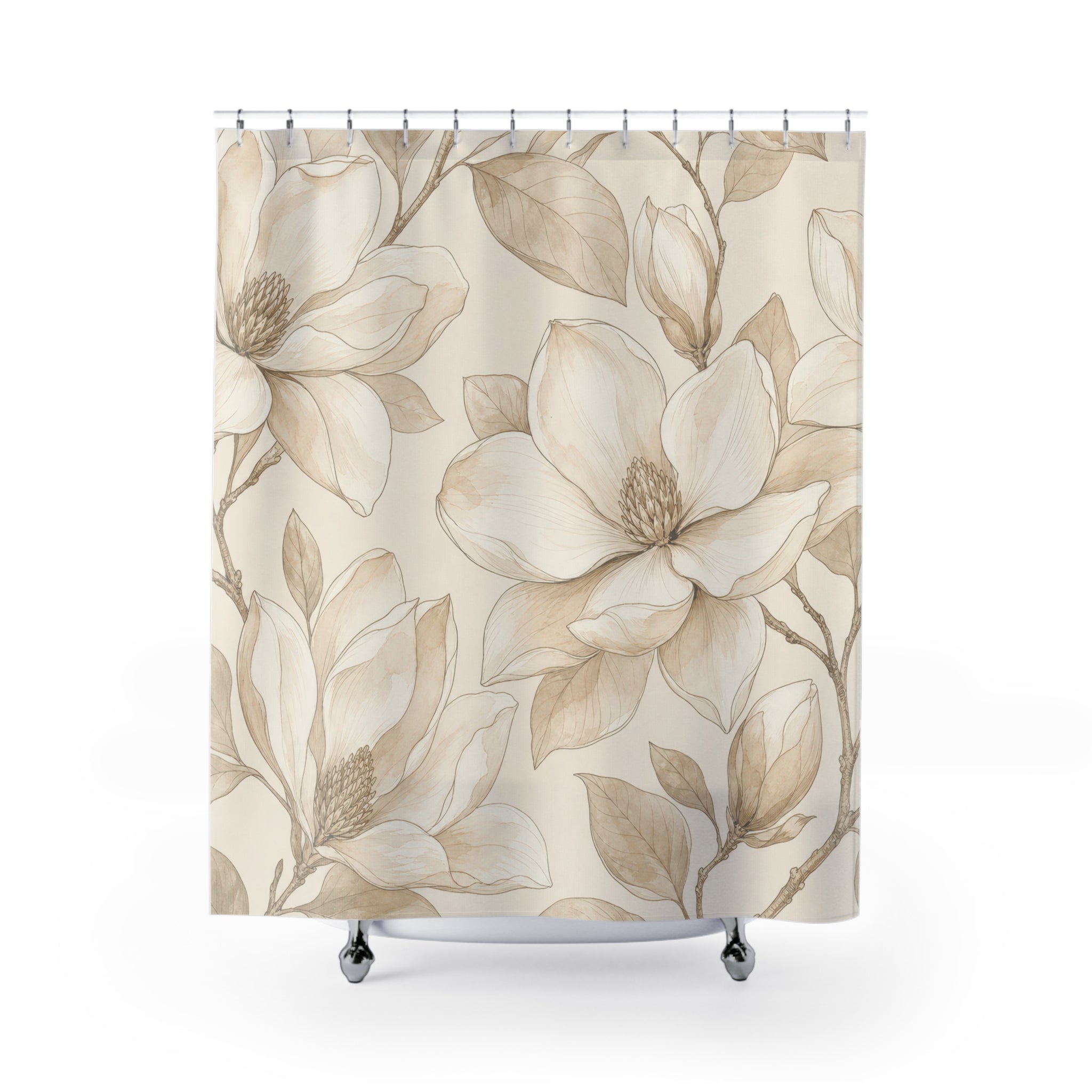 Magnolia Floral Line Shower Curtain