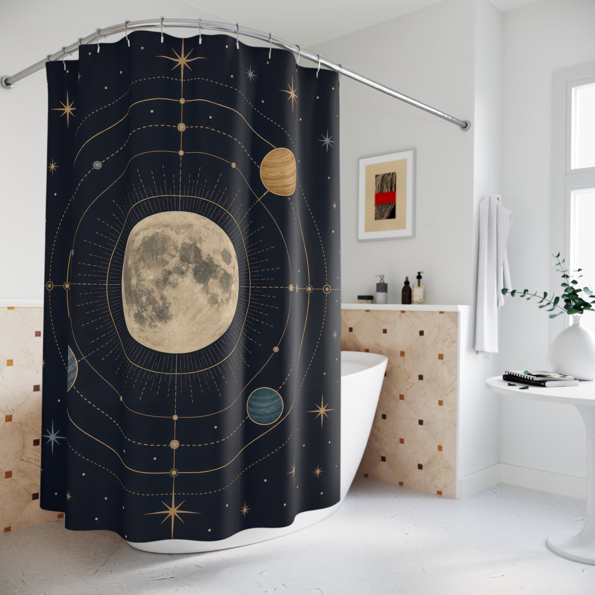 Moon Astronomy Celestial Shower Curtain