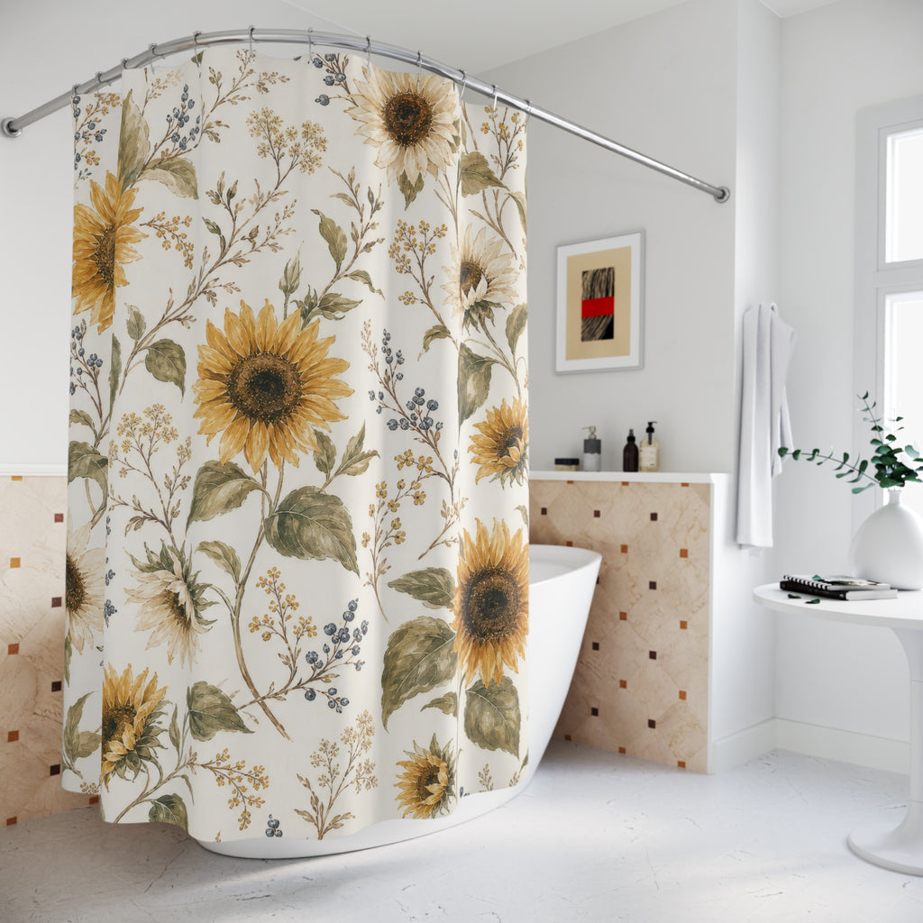 French Country Yellow Floral Shower Curtain