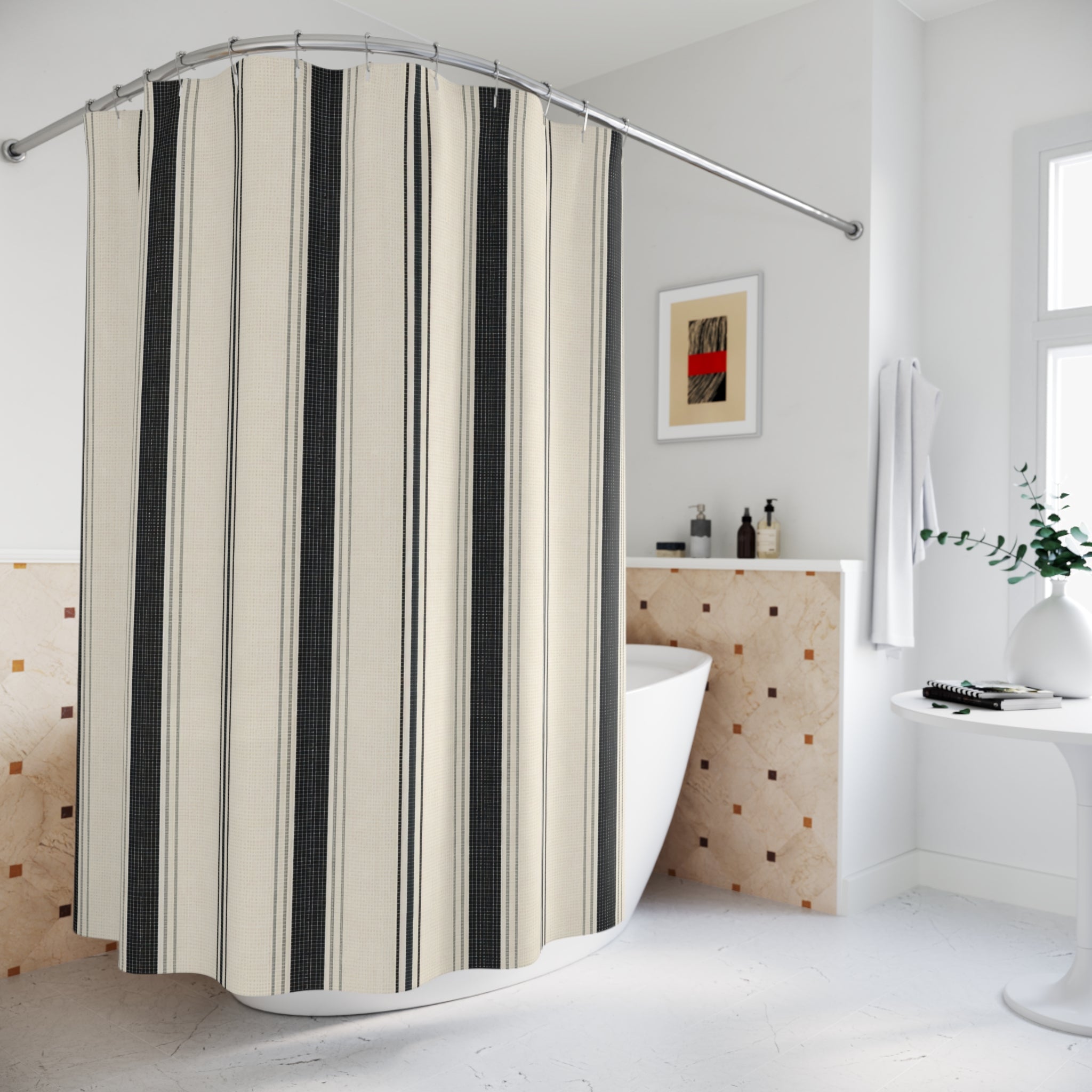 Tailored Black Stripe Shower Curtain