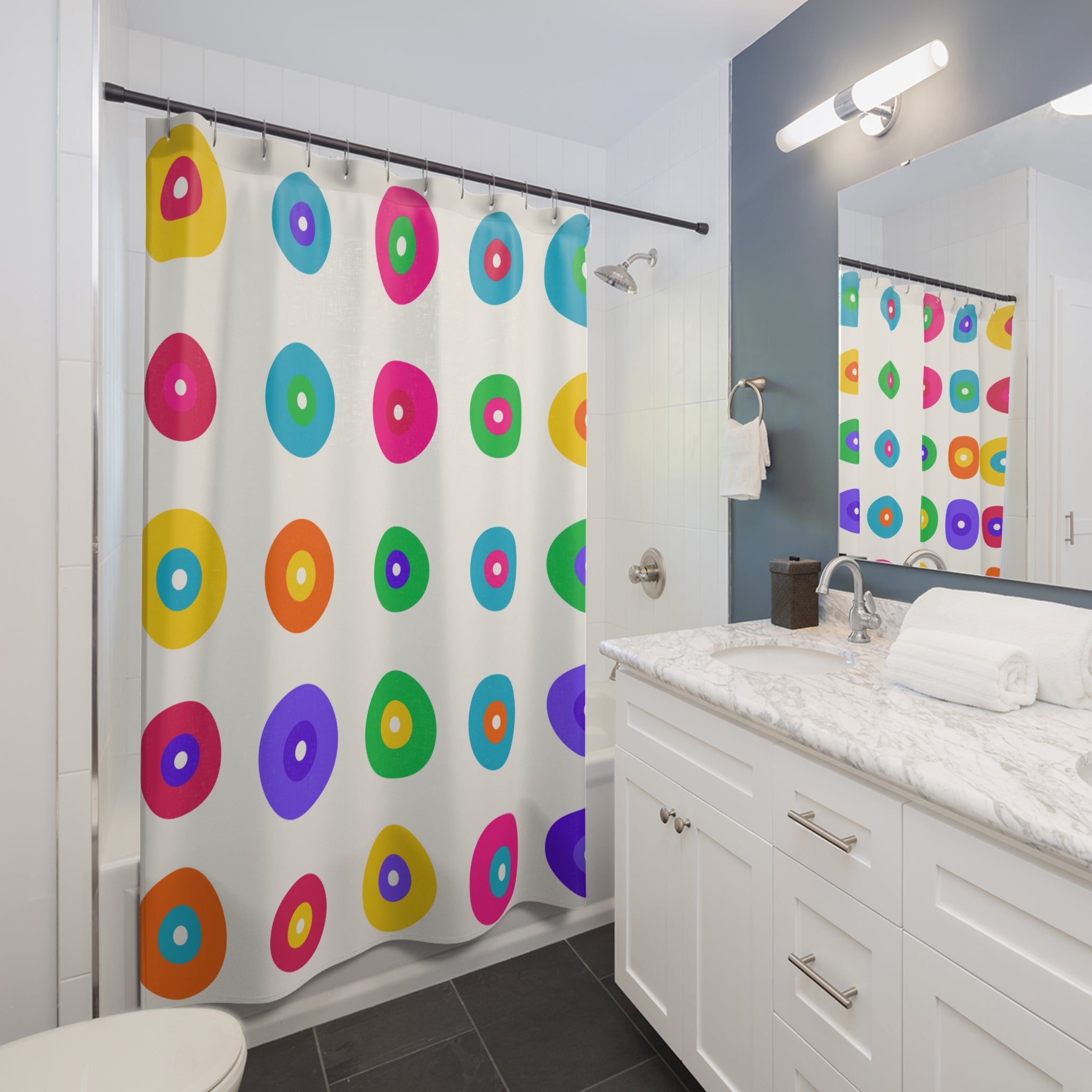 Dopamine Decor Shower Curtain: Rainbow Dots
