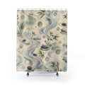 Feng Shui Shower Curtain, Jade Green Water Bamboo Bath Decor, Pebble Pattern, Zen Nature Inspired Guest Bathroom Spa Decor, Calm Spa Style