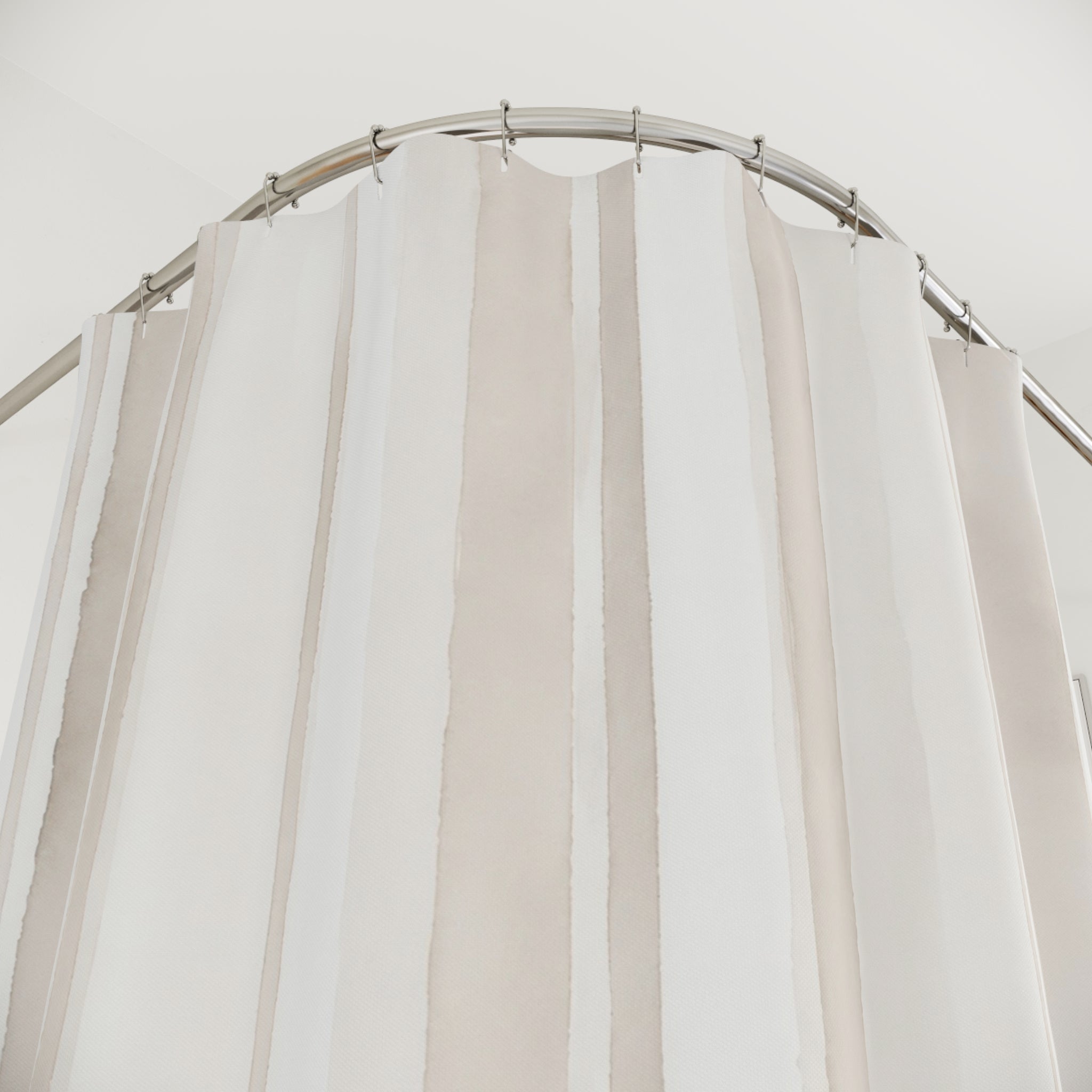White Cream Watercolor Stripe Shower Curtain