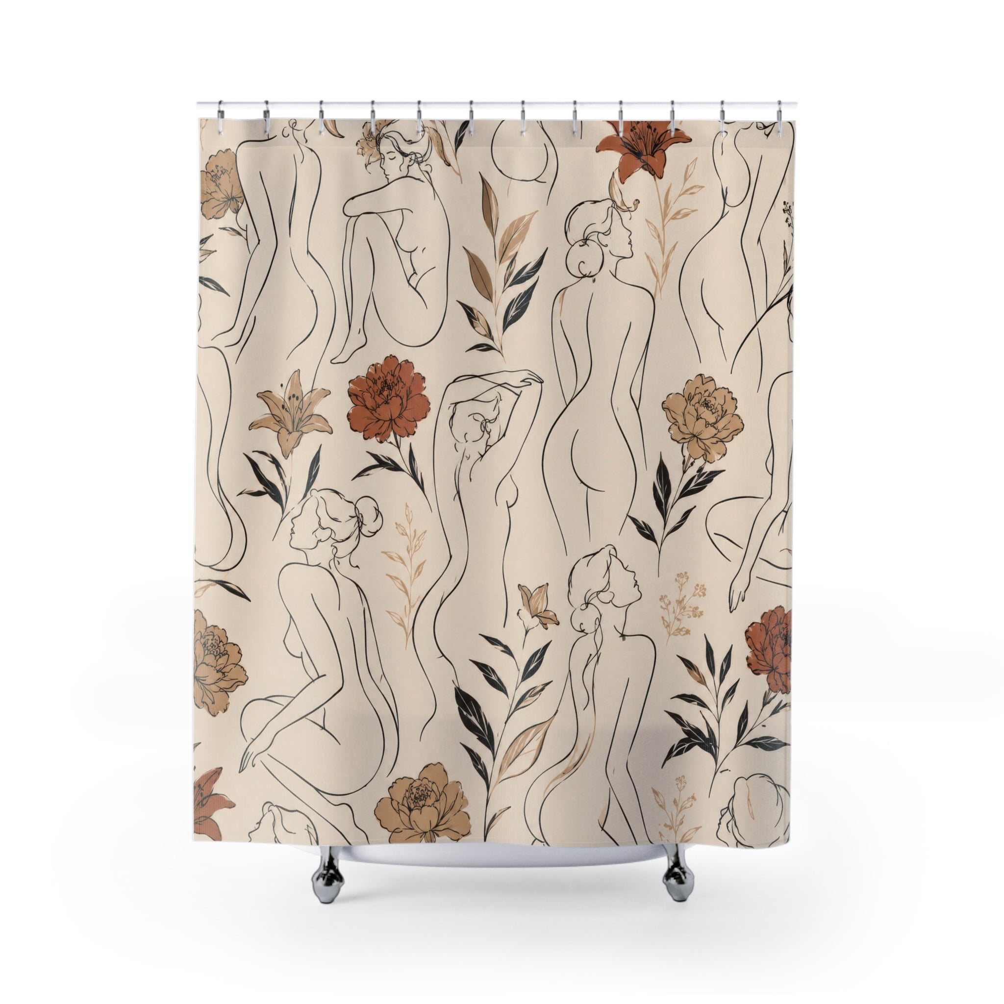 Sexy Shower Curtain: Nude Line Floral