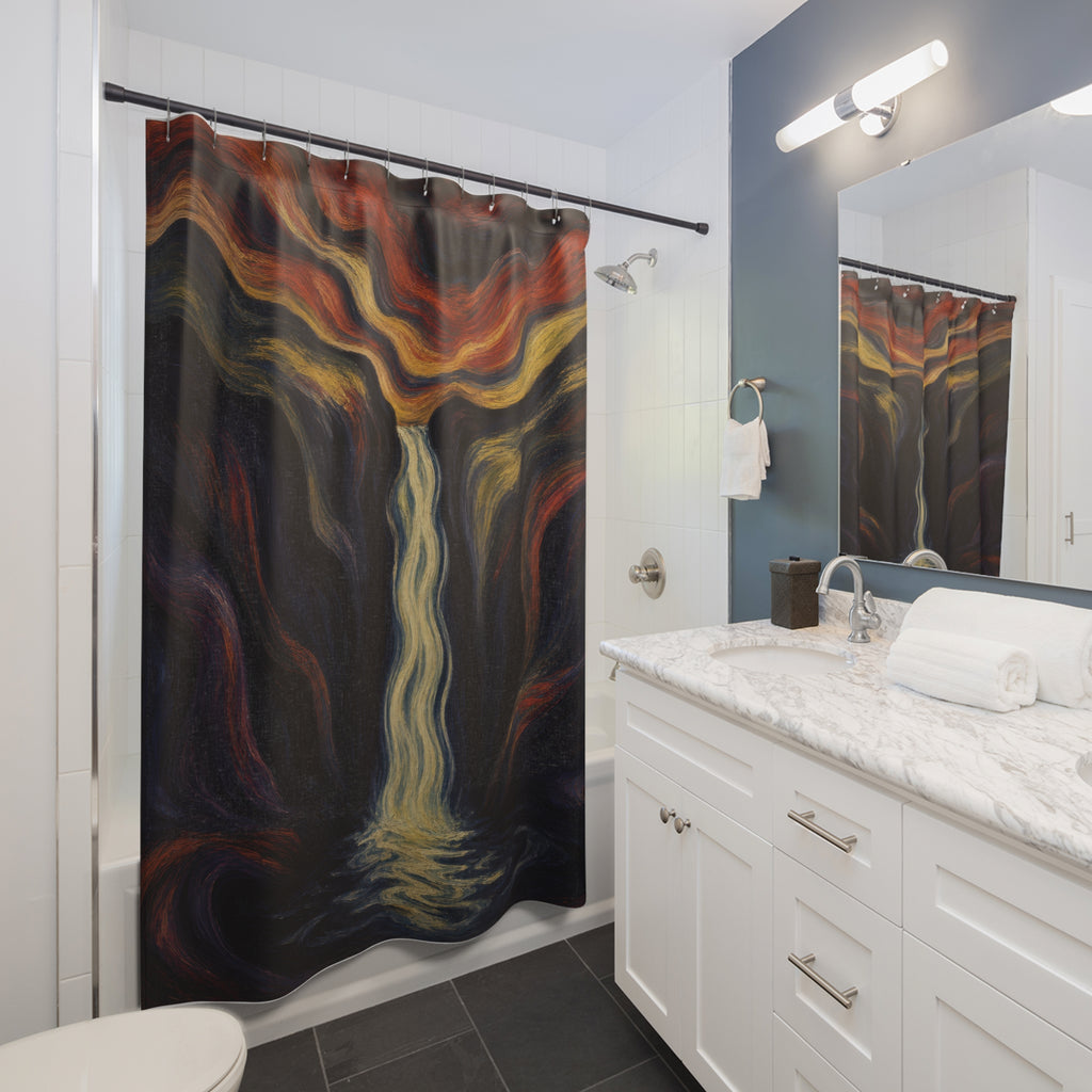 Dark Expressionist Landscape Print Shower Curtain