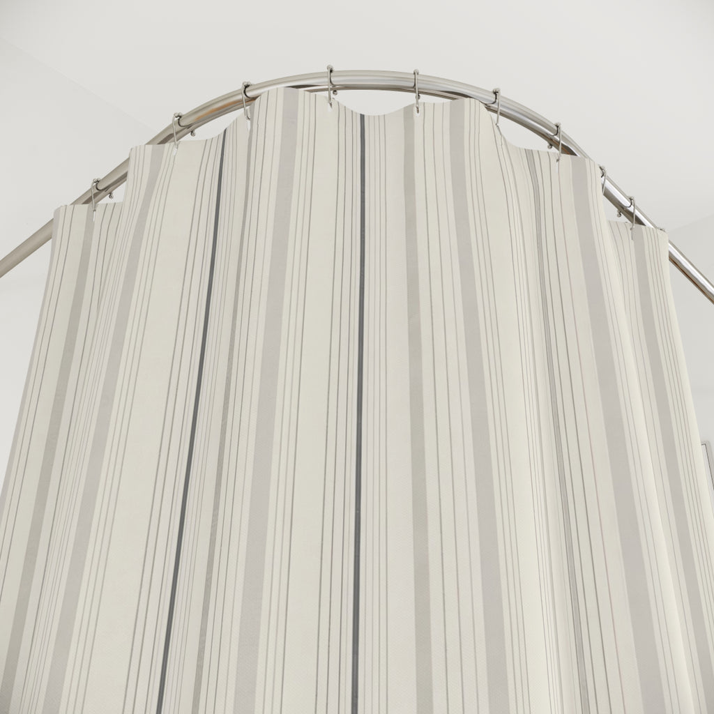 Ivory Grey Pinstripe Shower Curtain