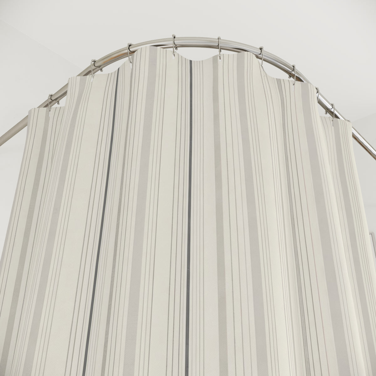 Ivory Grey Pinstripe Shower Curtain