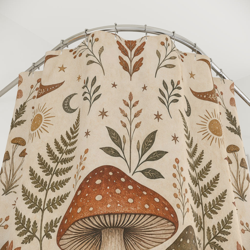 Boho Woodland Mushroom Shower Curtain
