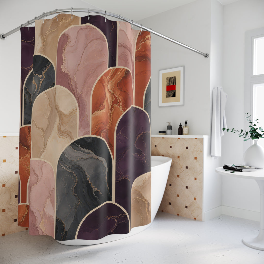 Marbled Scallop Arch Shower Curtain