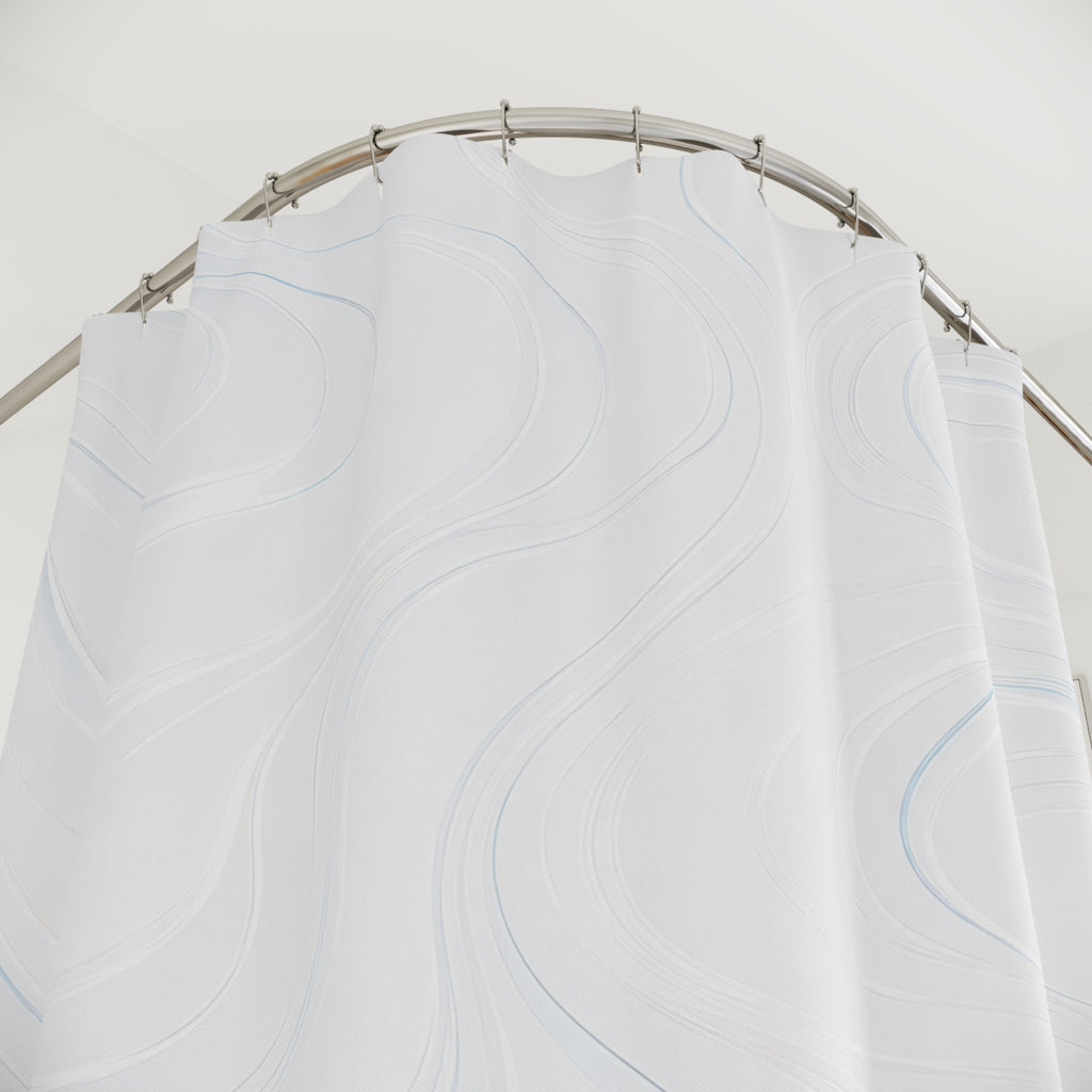Modern White Shower Curtain, Abstract Marble Bath Decor, Faint Vein Pattern, Minimal Guest Bathroom Decor, Soft Neutral Style Decor