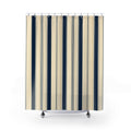 Navy Slate Blue Cream Stripe Shower Curtain