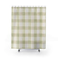 Sage Shower Curtain, Gingham Bath Decor, Green White Checkered Pattern, Farmhouse Guest Bathroom Decor, Soft Sage Green Gingham Style