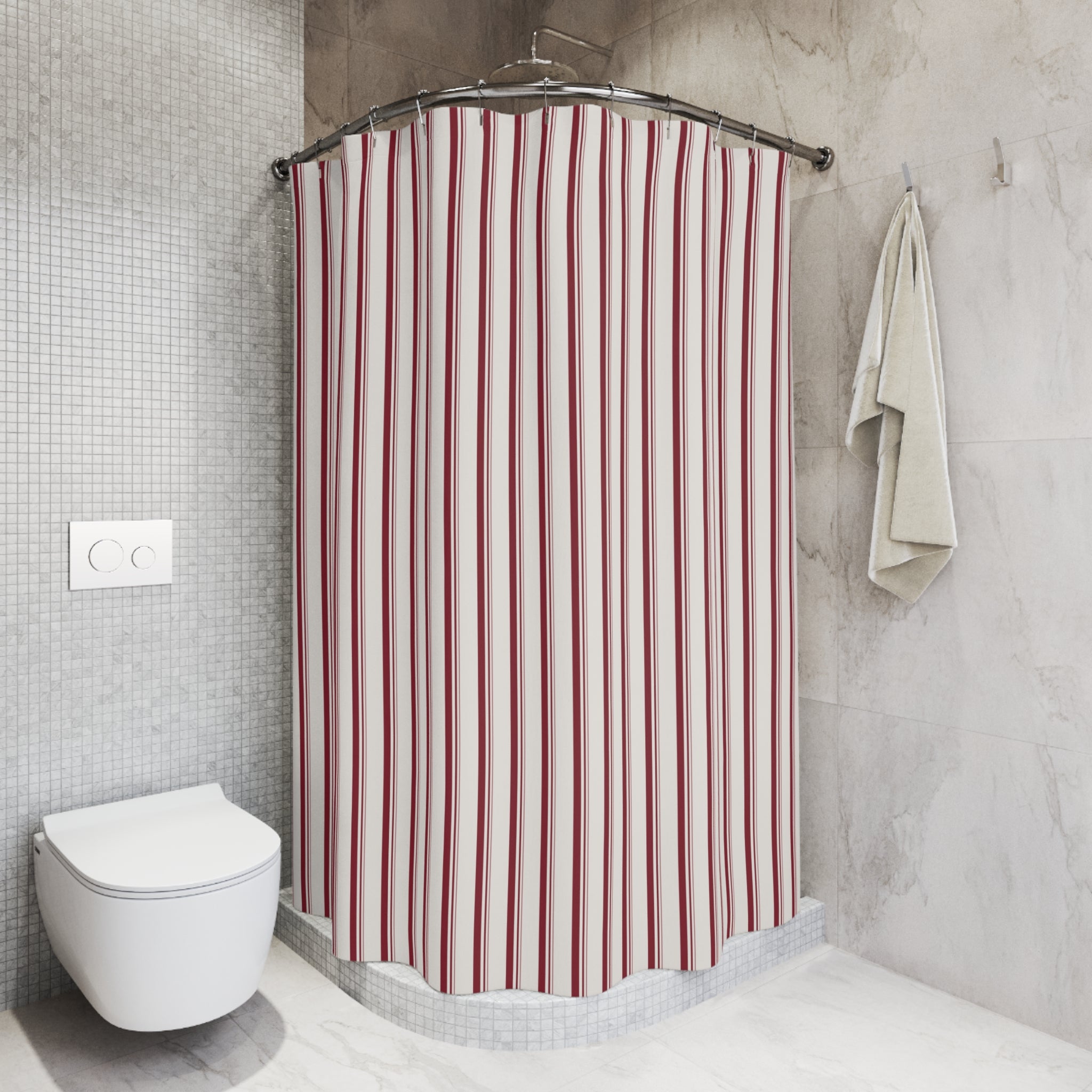 Red and White Stripe Shower Curtain – Heritage