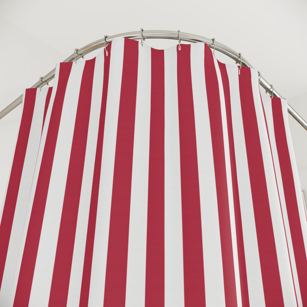 Red and White Cabana Stripe Shower Curtain