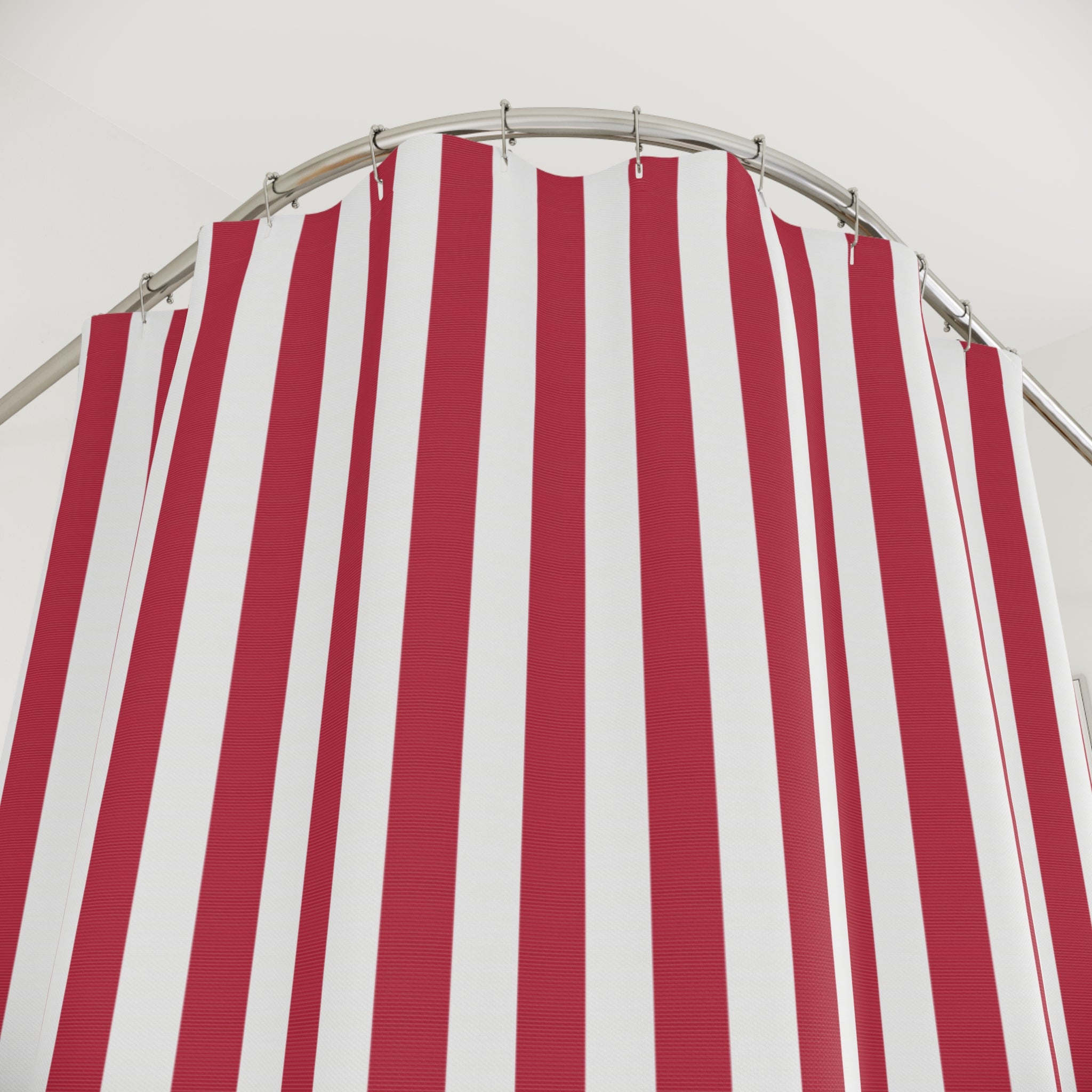 Red and White Cabana Stripe Shower Curtain
