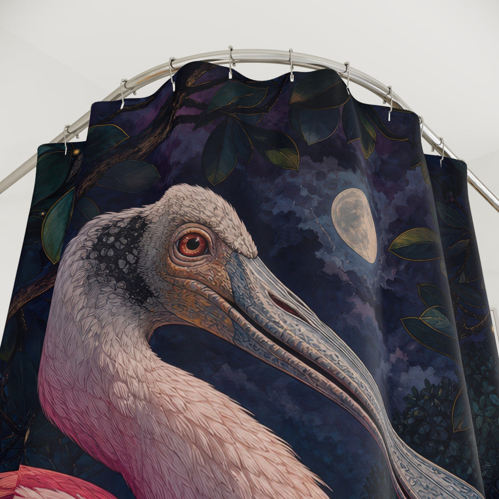 Moonlit Roseate Spoonbill Shower Curtain