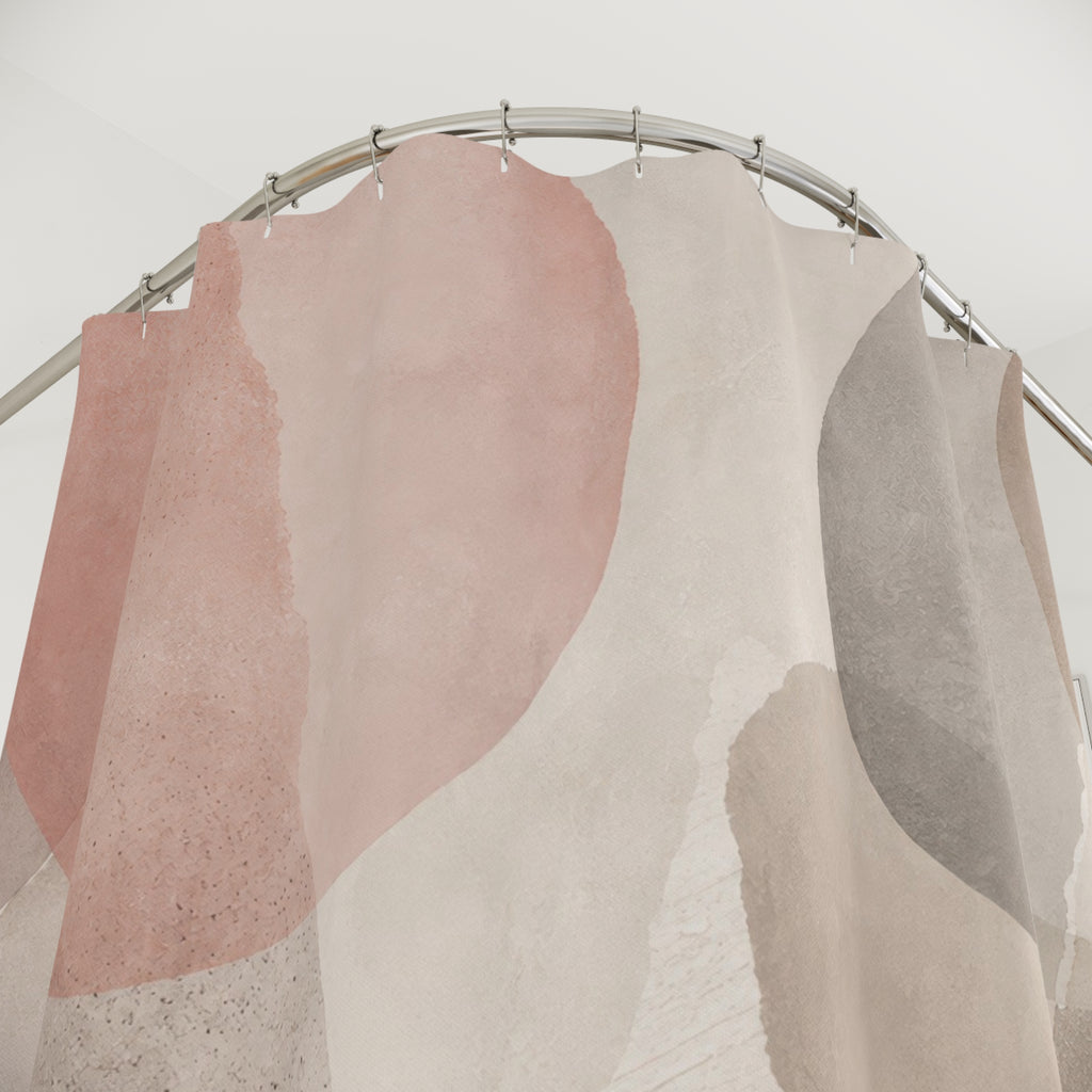 Blush Taupe Abstract Watercolor Shapes Shower Curtain