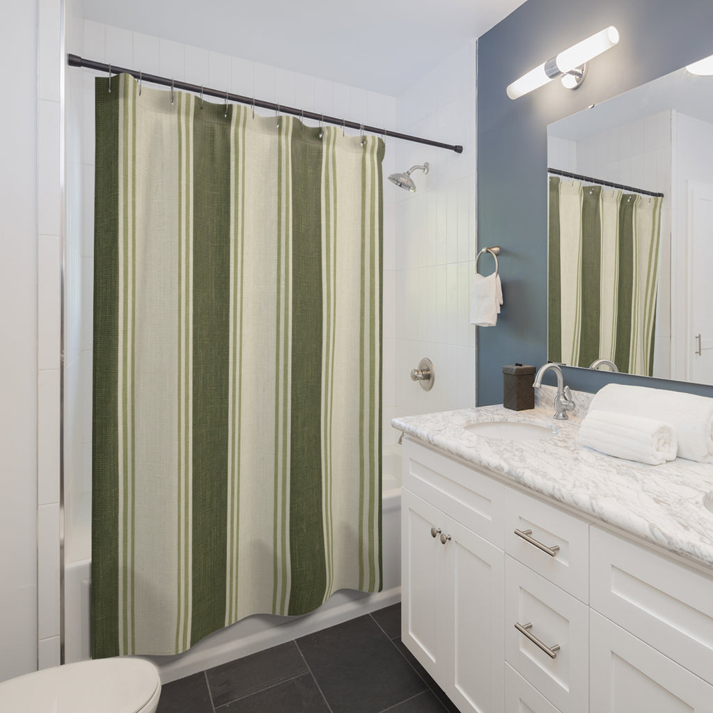 Cypress Green Stripe Shower Curtain