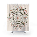 Olive Coral Line Art Medallion Shower Curtain