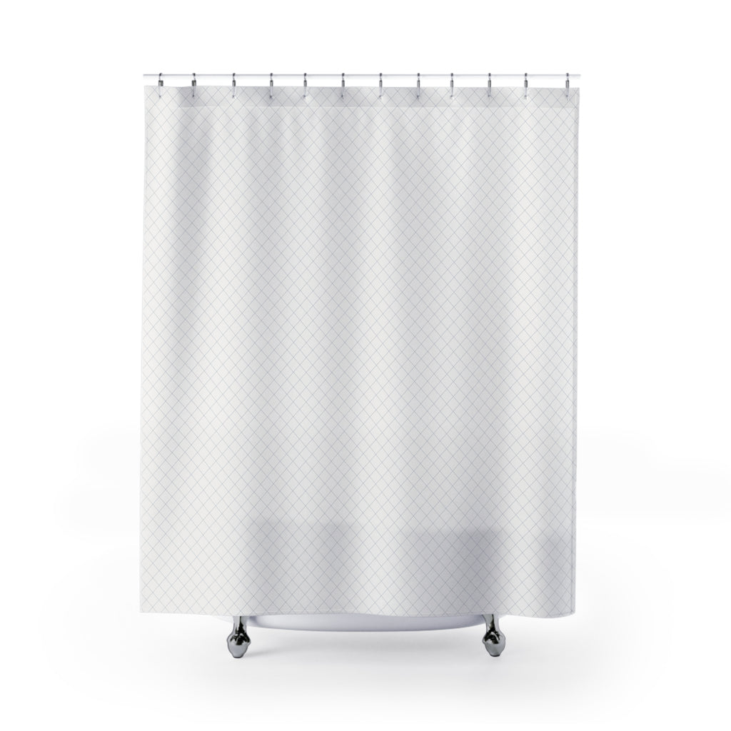 Scandinavian Diamond Lattice Shower Curtain – Blue-Grey