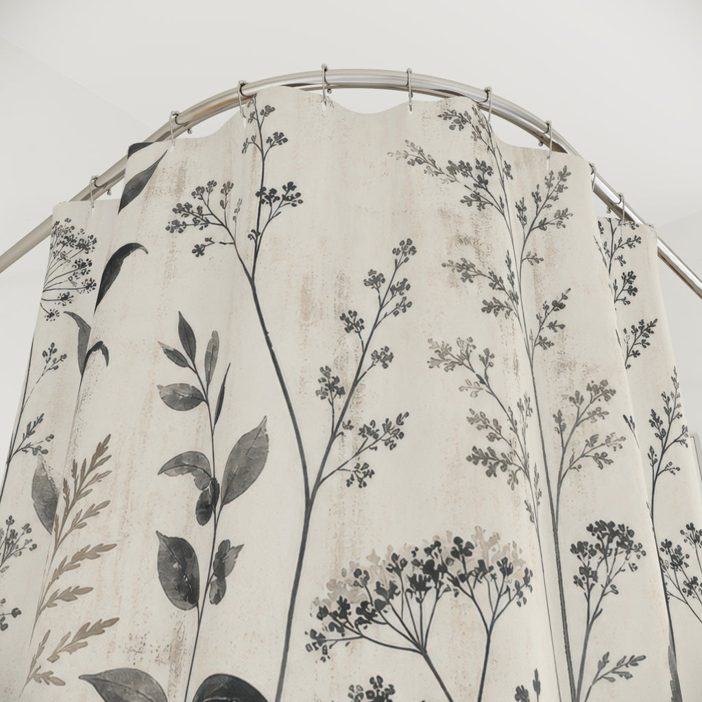 Black Gray Wild Stem Shower Curtain