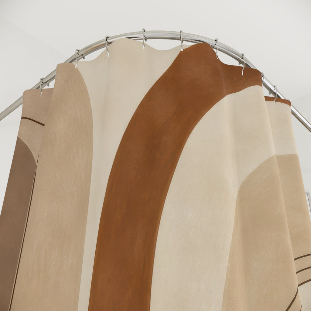 Brown Beige Modern Arch Shower Curtain
