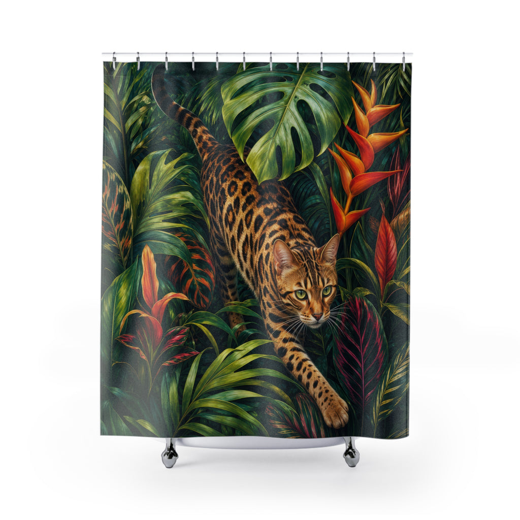 Tropical Bengal Cat Shower Curtain