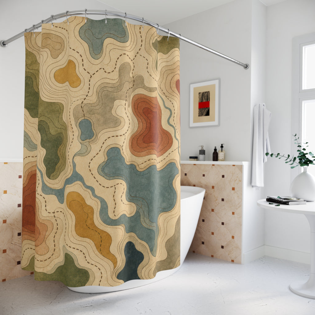 Topographic Map Contour Shower Curtain