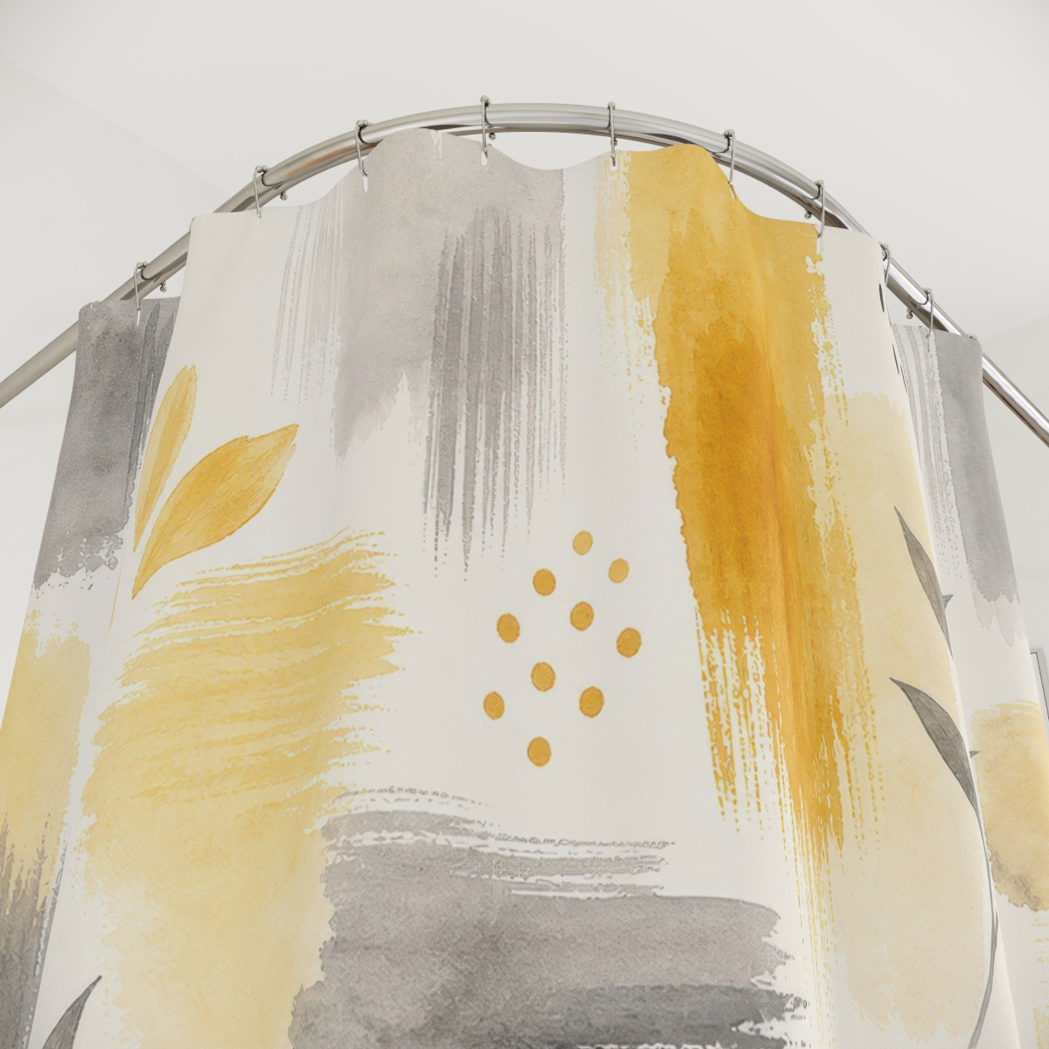 Gray Yellow Shower Curtain