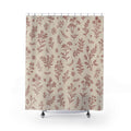 Vintage Farmhouse Red Floral Shower Curtain