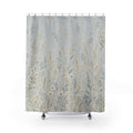 Pale Meadow Floral Blue Shower Curtain