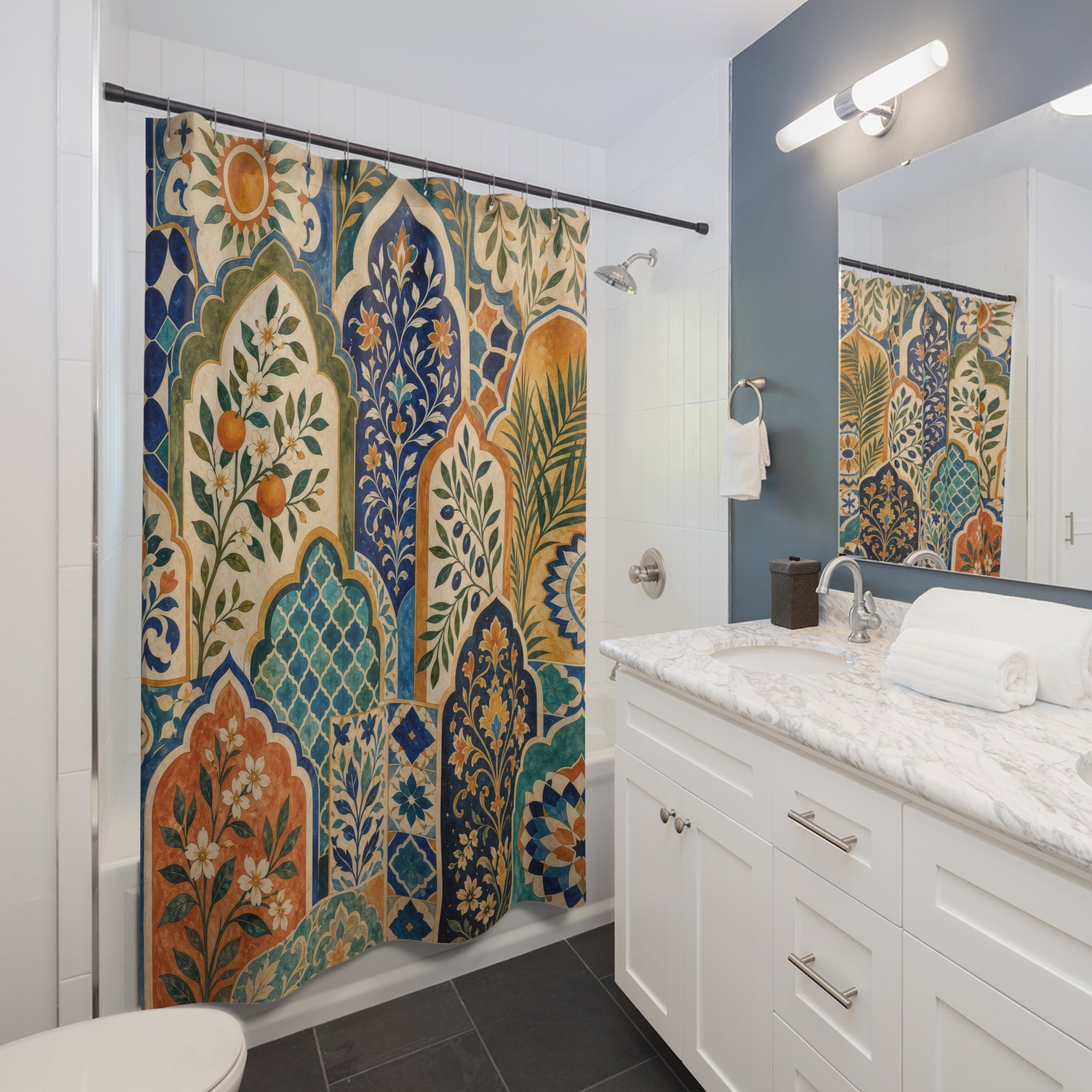Moorish Botanical Mosaic Shower Curtain