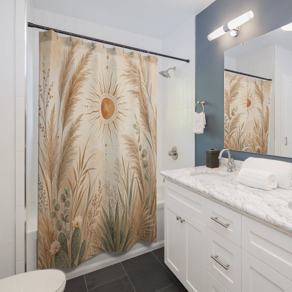 Neutral Boho Pampas Shower Curtain