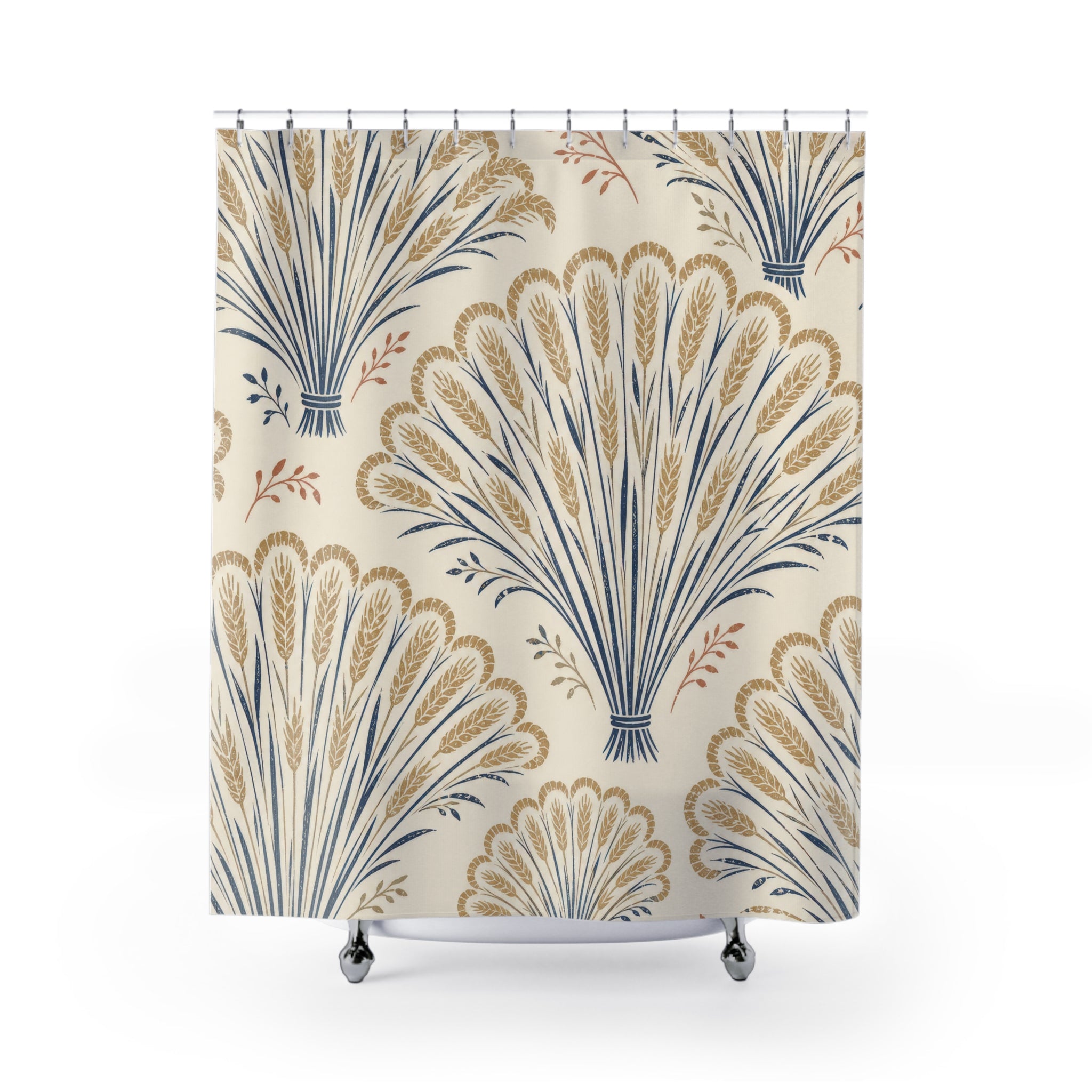 Golden Wheat Farmhouse Scalloped Shower Curtain