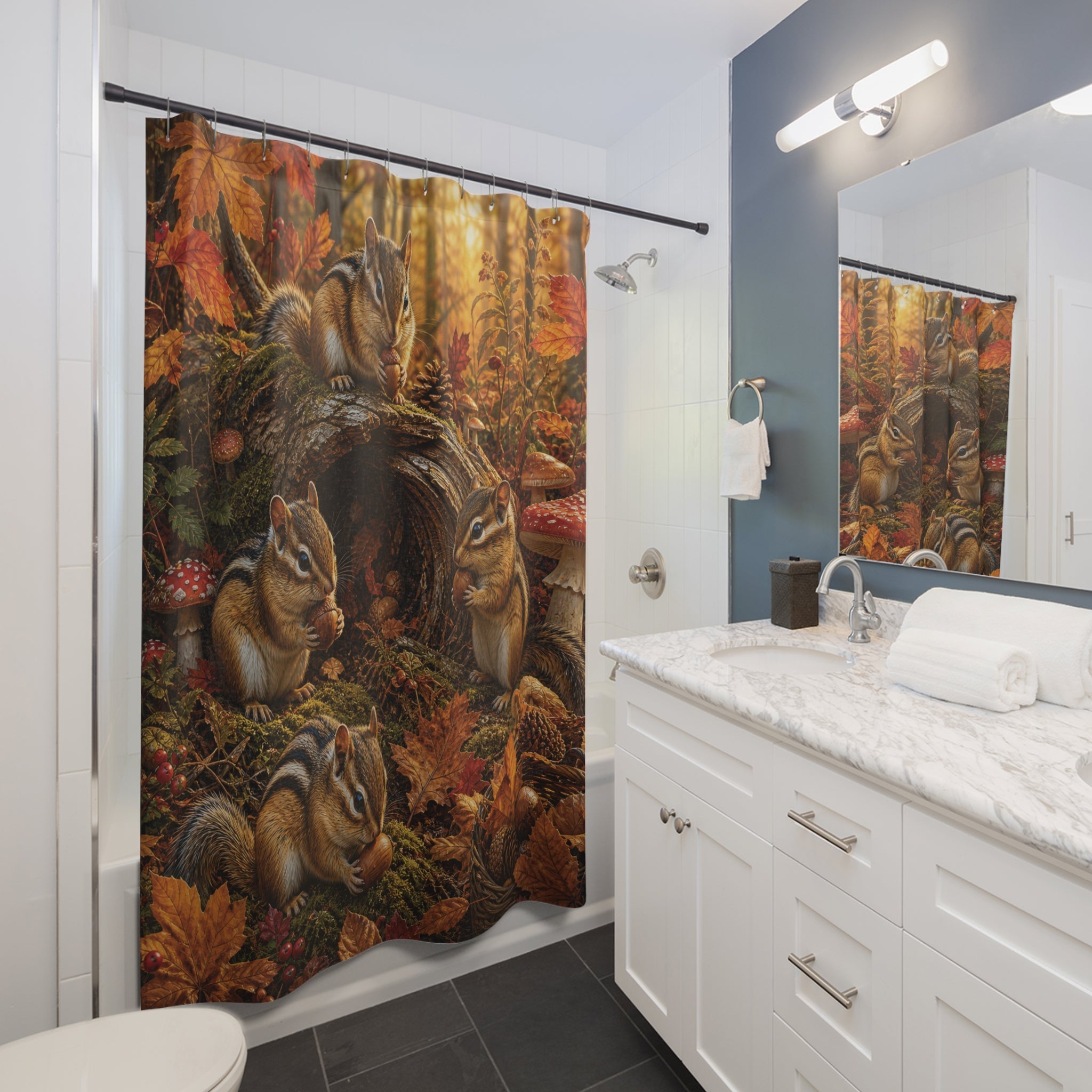 Chipmunk Shower Curtain: Cute Woodland Animal