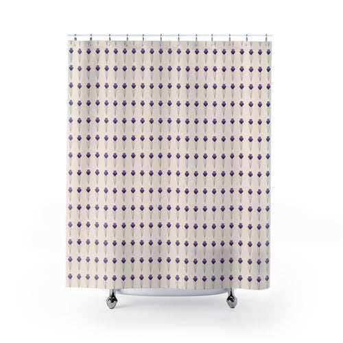 Art Nouveau Iris Shower Curtain – Purple on Cream