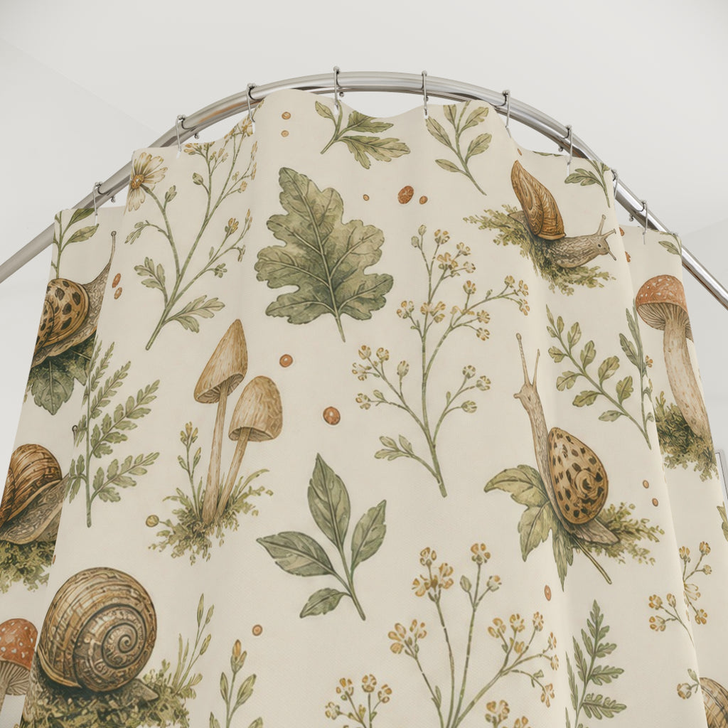 Woodland Mushroom Snail Shower Curtain