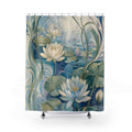 Blue Green Lily Pond Shower Curtain