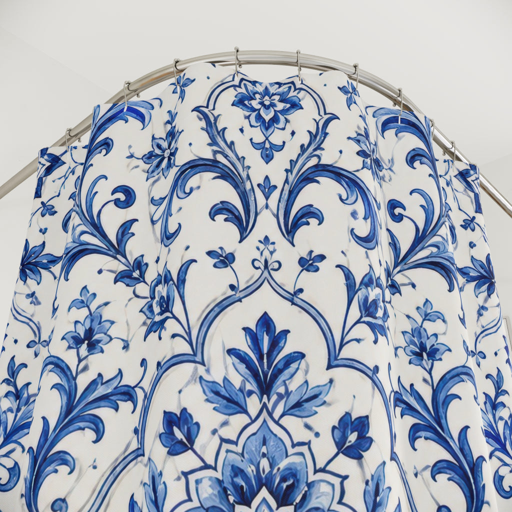 Blue White Shower Curtain