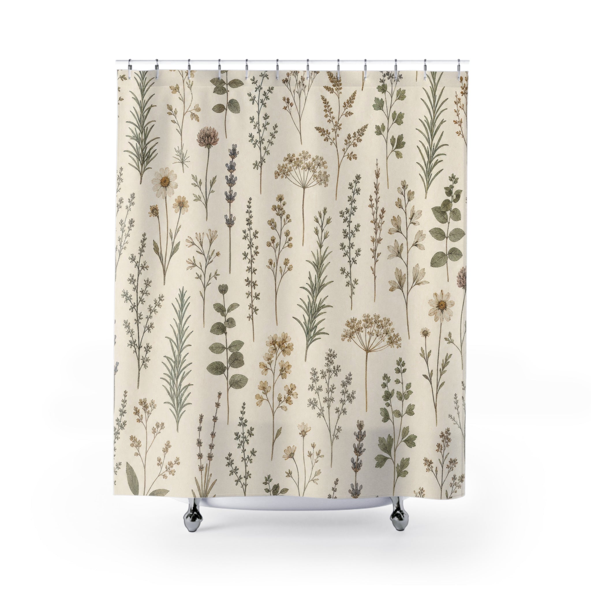 Pressed Herb Botanical Shower Curtain