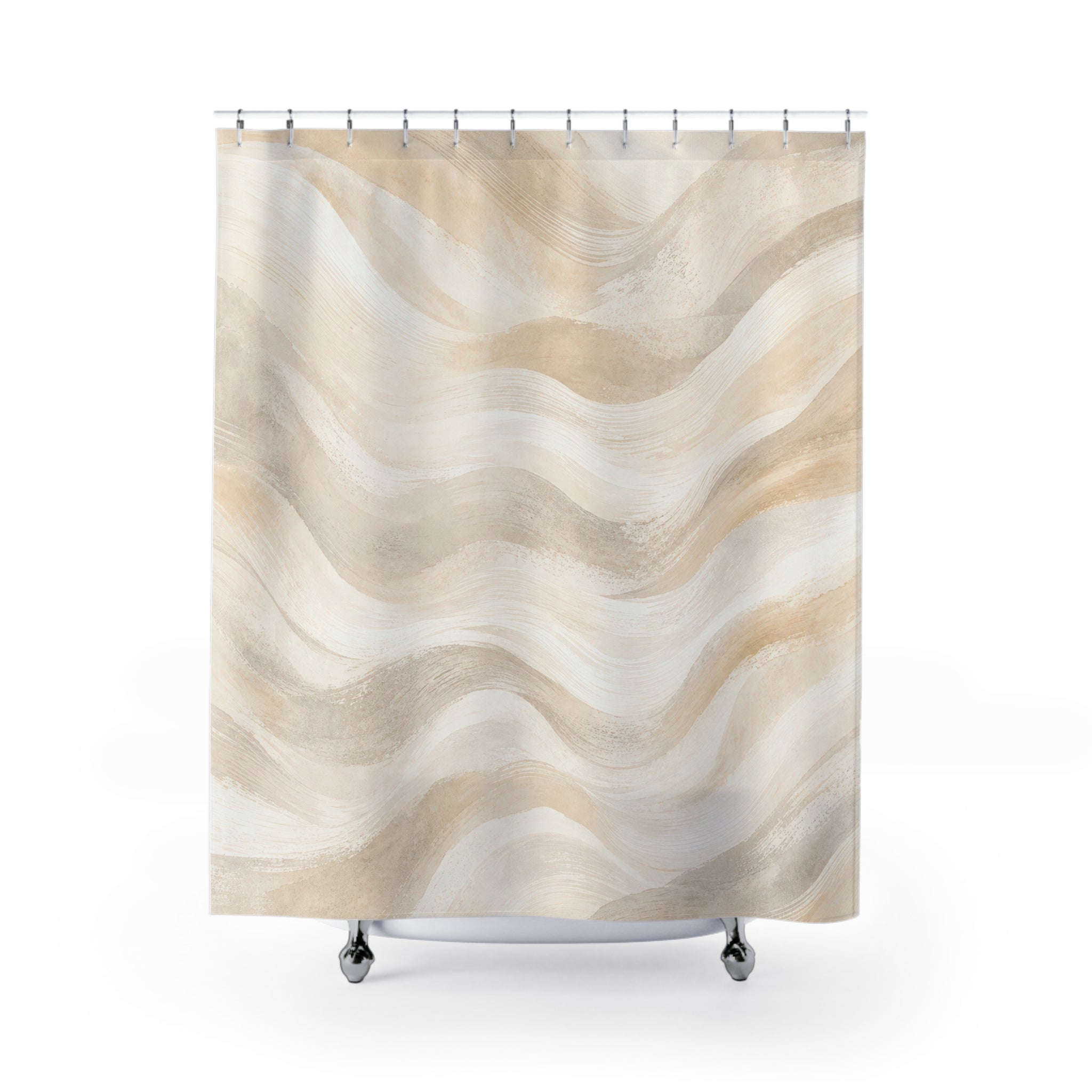 Ivory Cream Wave Shower Curtain