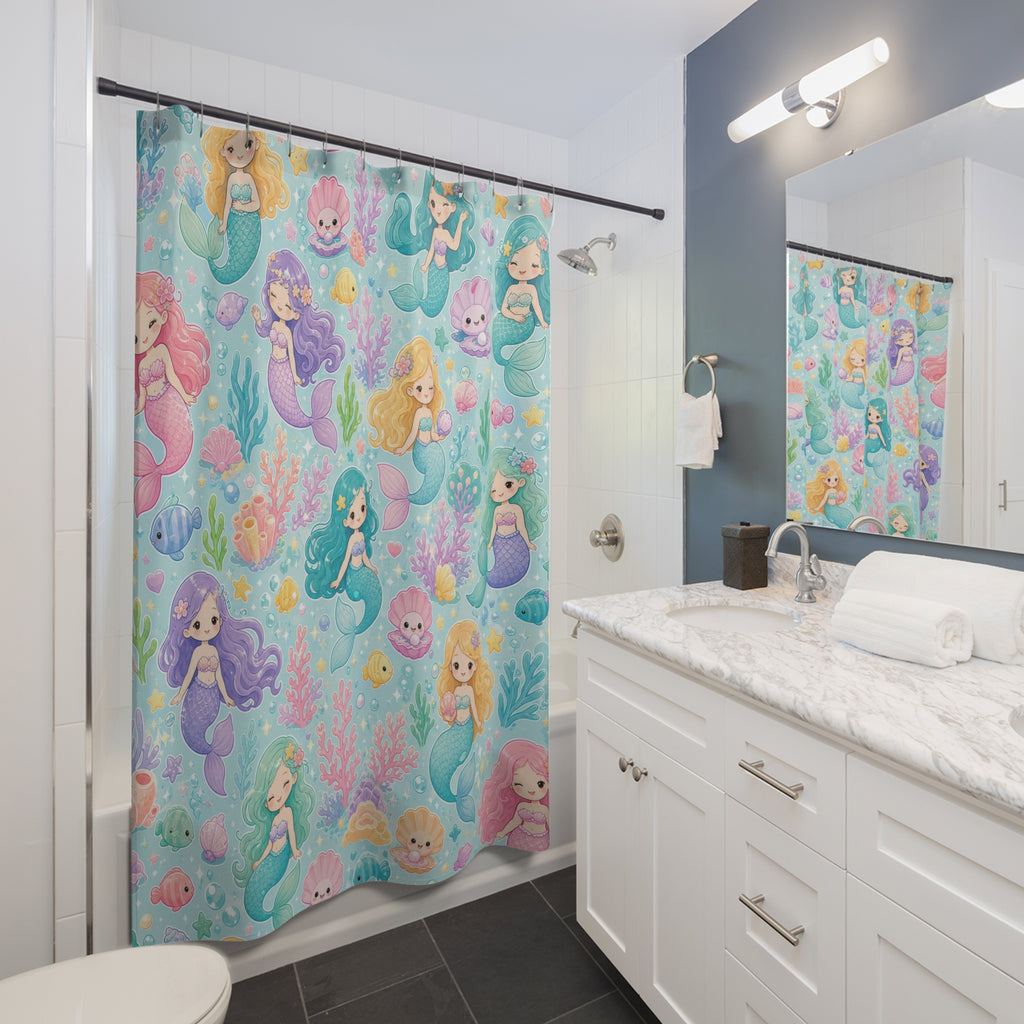 Cute Pastel Ocean Repeat Shower Curtain