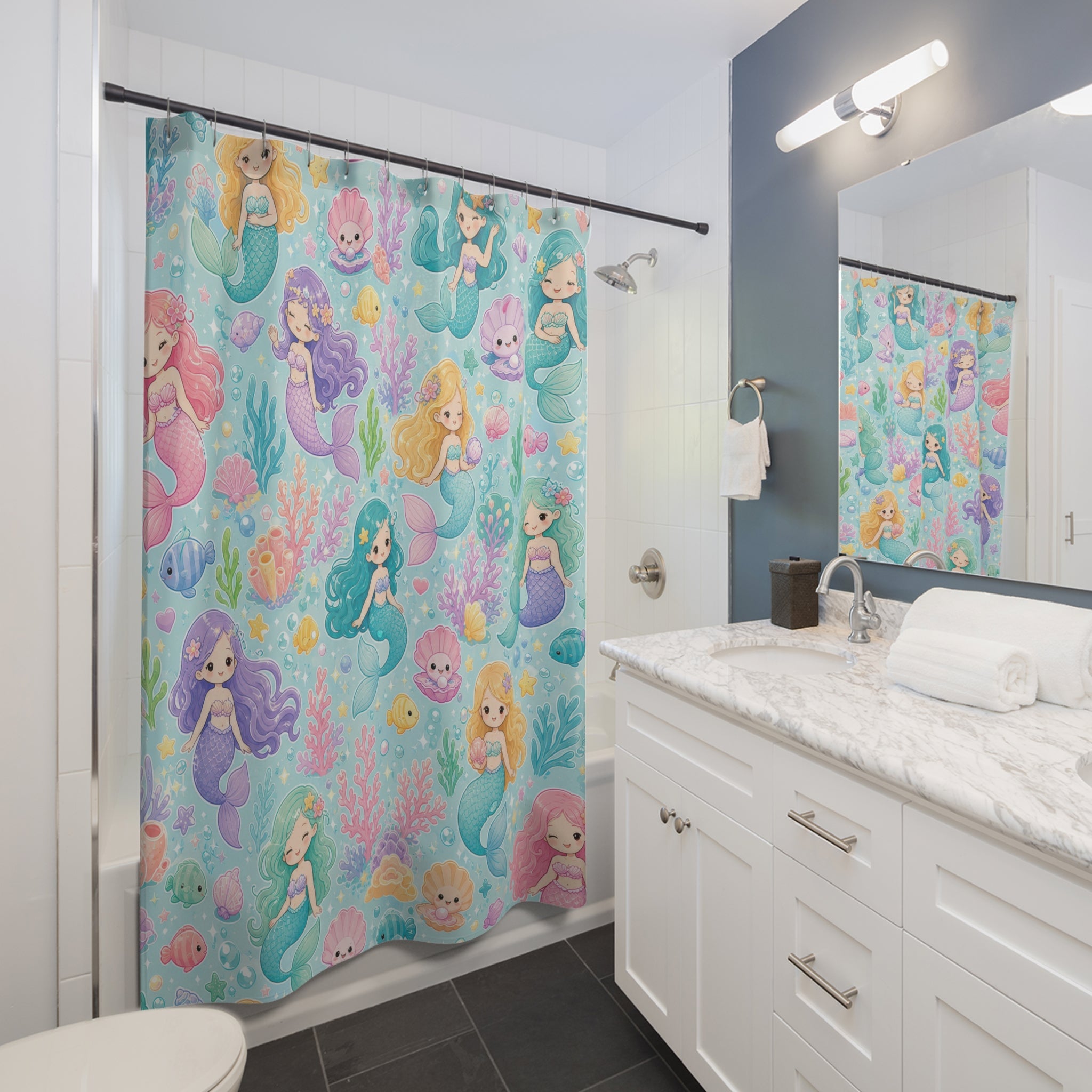 Cute Pastel Ocean Repeat Shower Curtain
